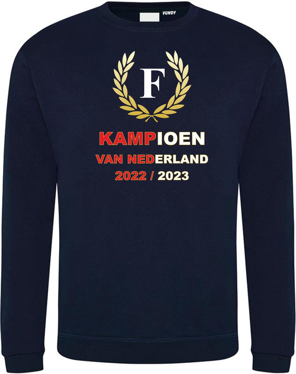 Sweater Krans Kampioen 2022-2023 | Feyenoord Supporter | Shirt Kampioen | Kampioensshirt | Navy | maat XS